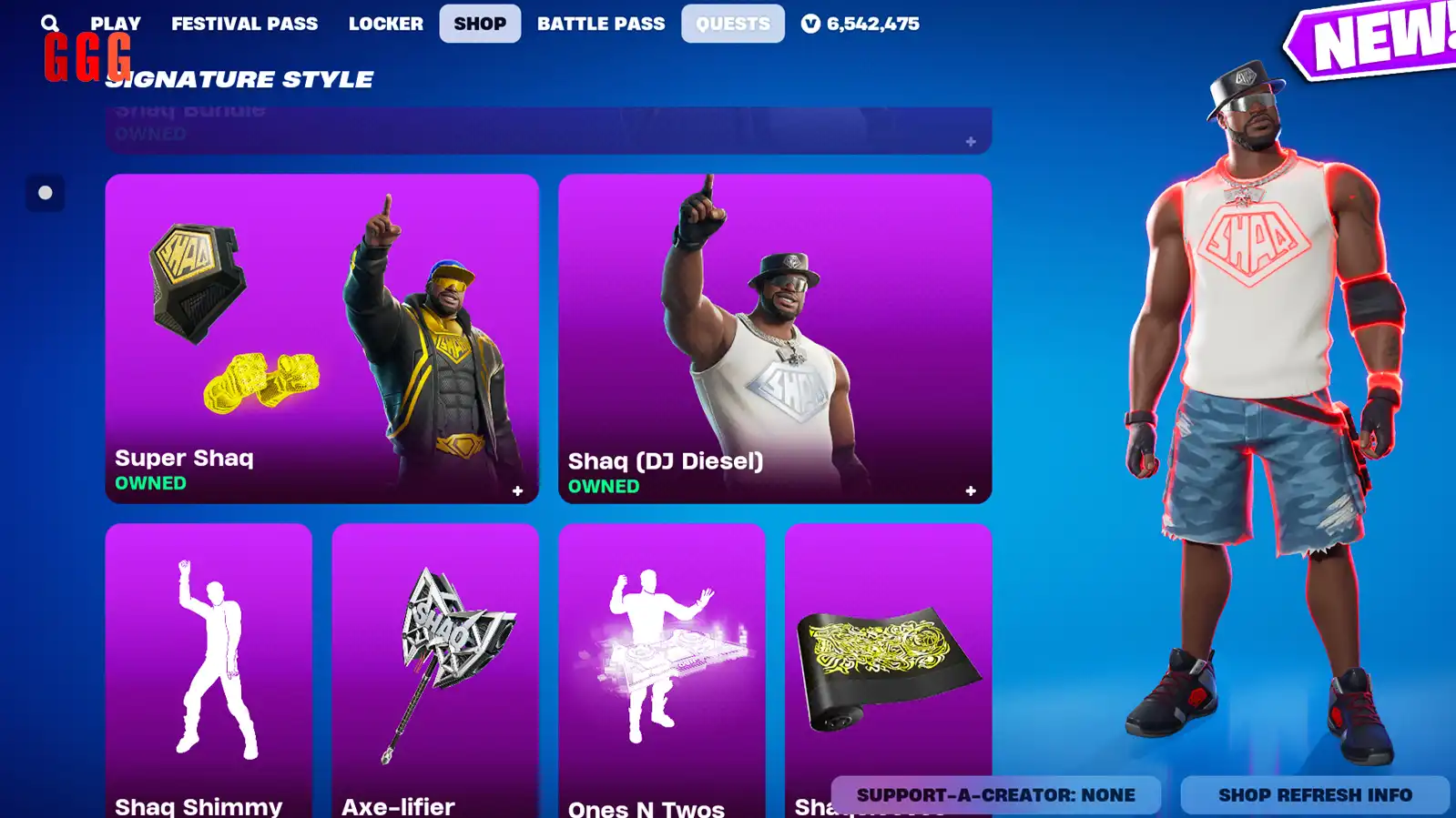 shaquille o'neal in fortnite shop