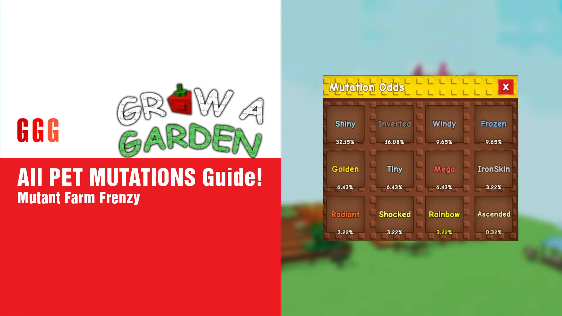 1 GROW A GARDEN all PET MUTATIONS