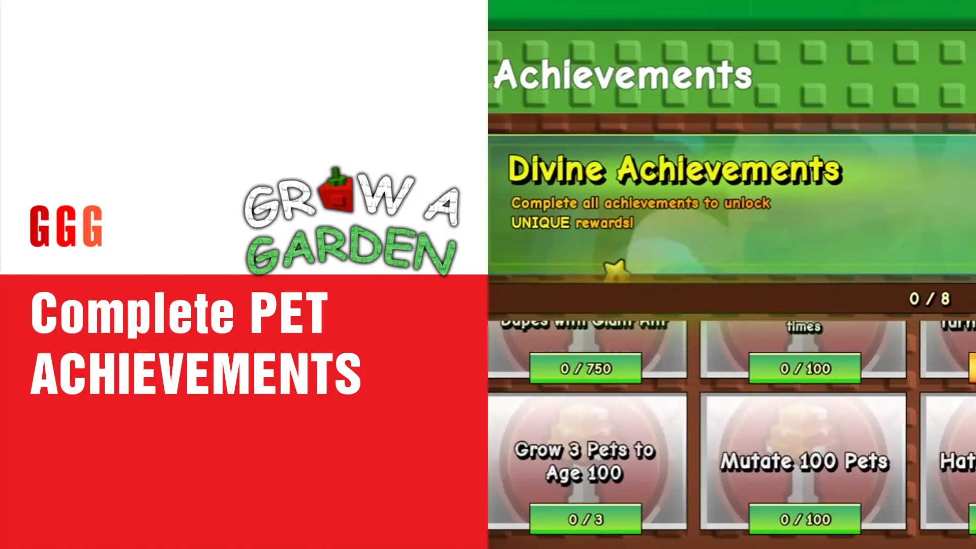 1 PET ACHIEVEMENTS in Grow a Garden