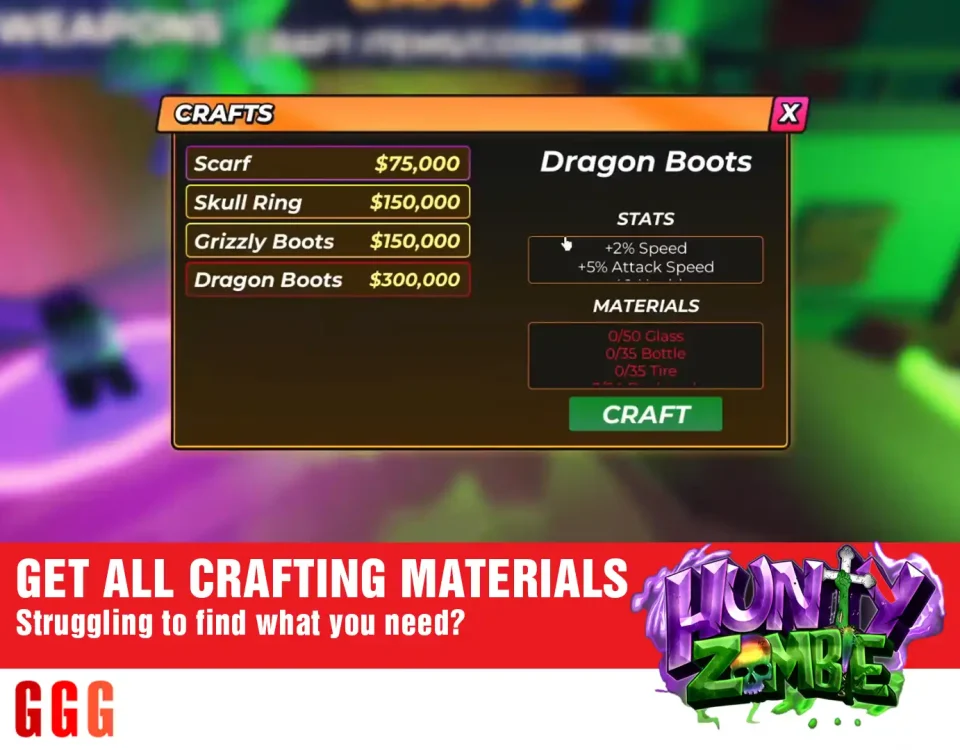 3 GET ALL CRAFTING MATERIALS in HUNTY ZOMBIE