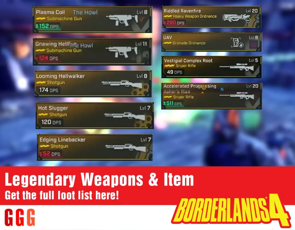 4 Legendary Weapons and Items in Borderlands 4