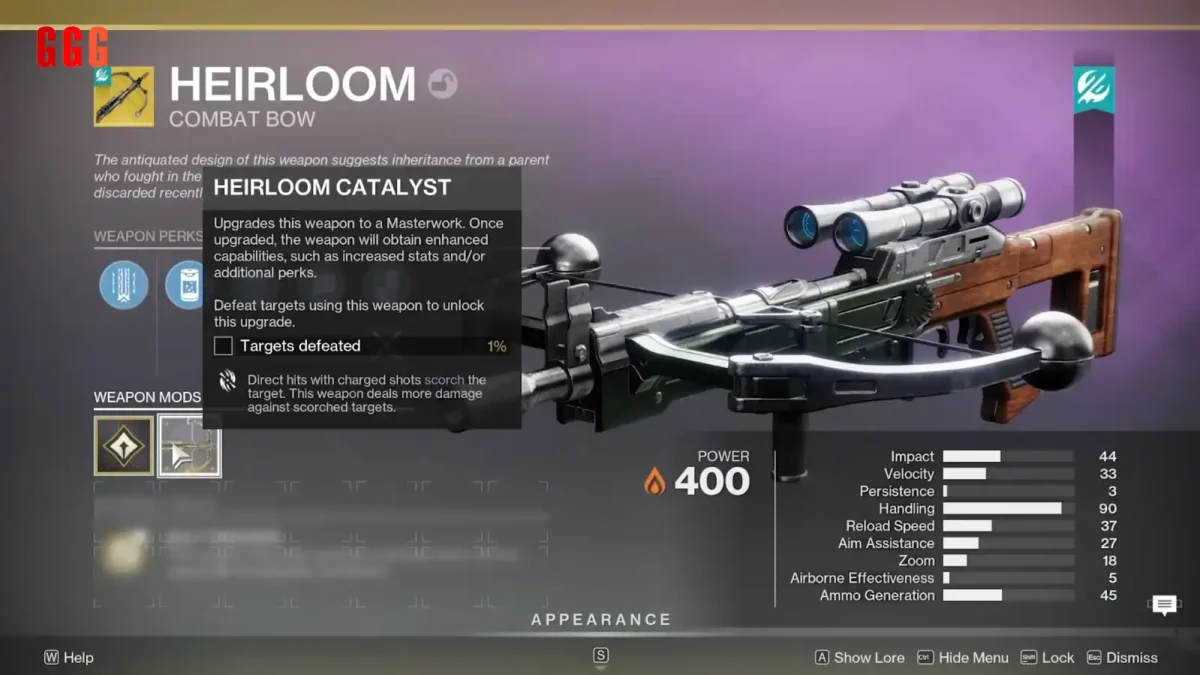 1 Heirloom in Destiny 2 Renegades