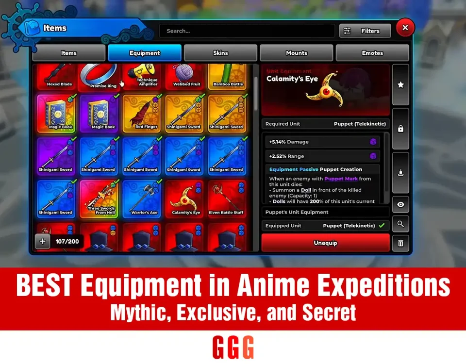 BEST Equipment in Anime Expeditions