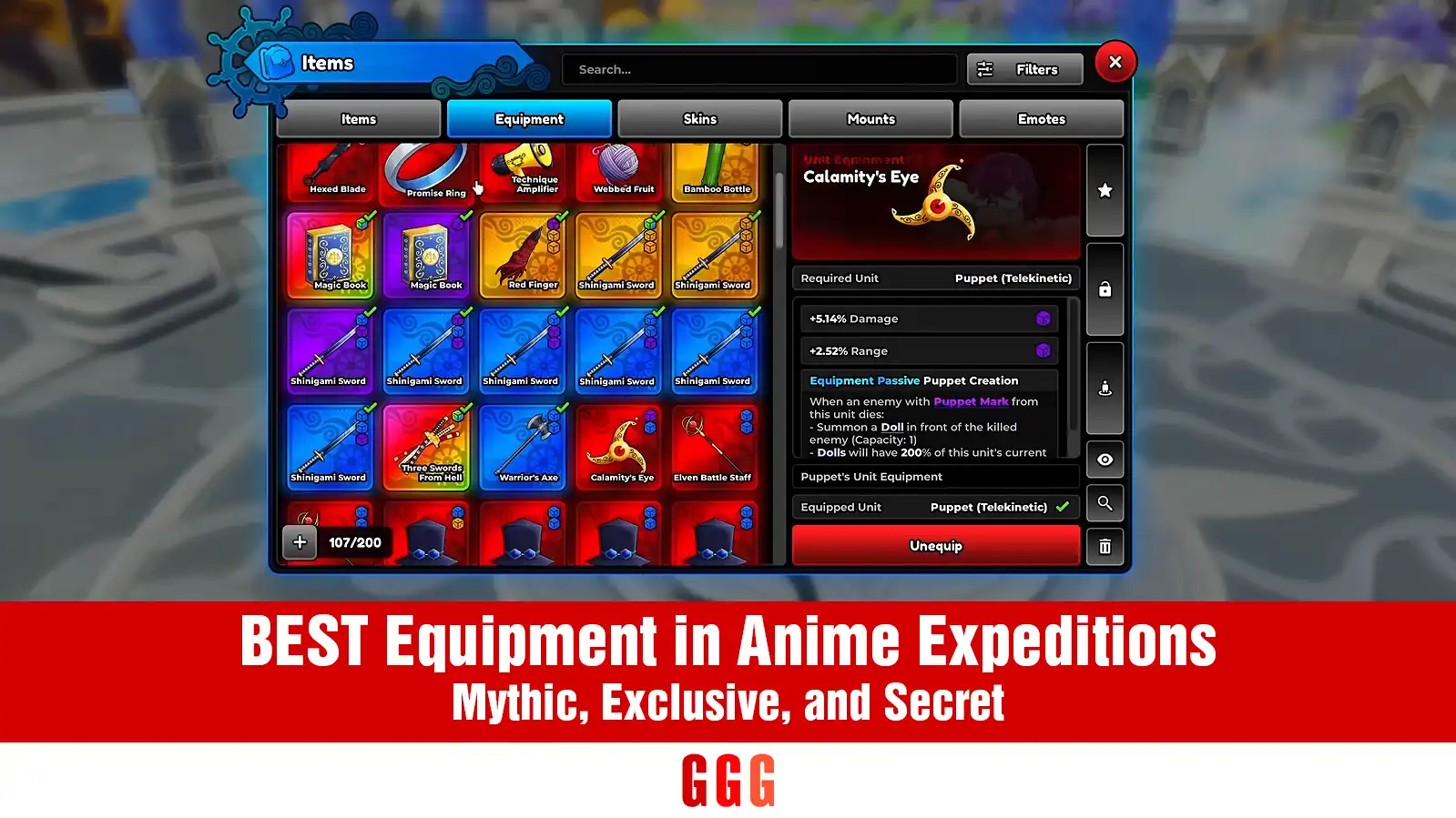 BEST Equipment in Anime Expeditions